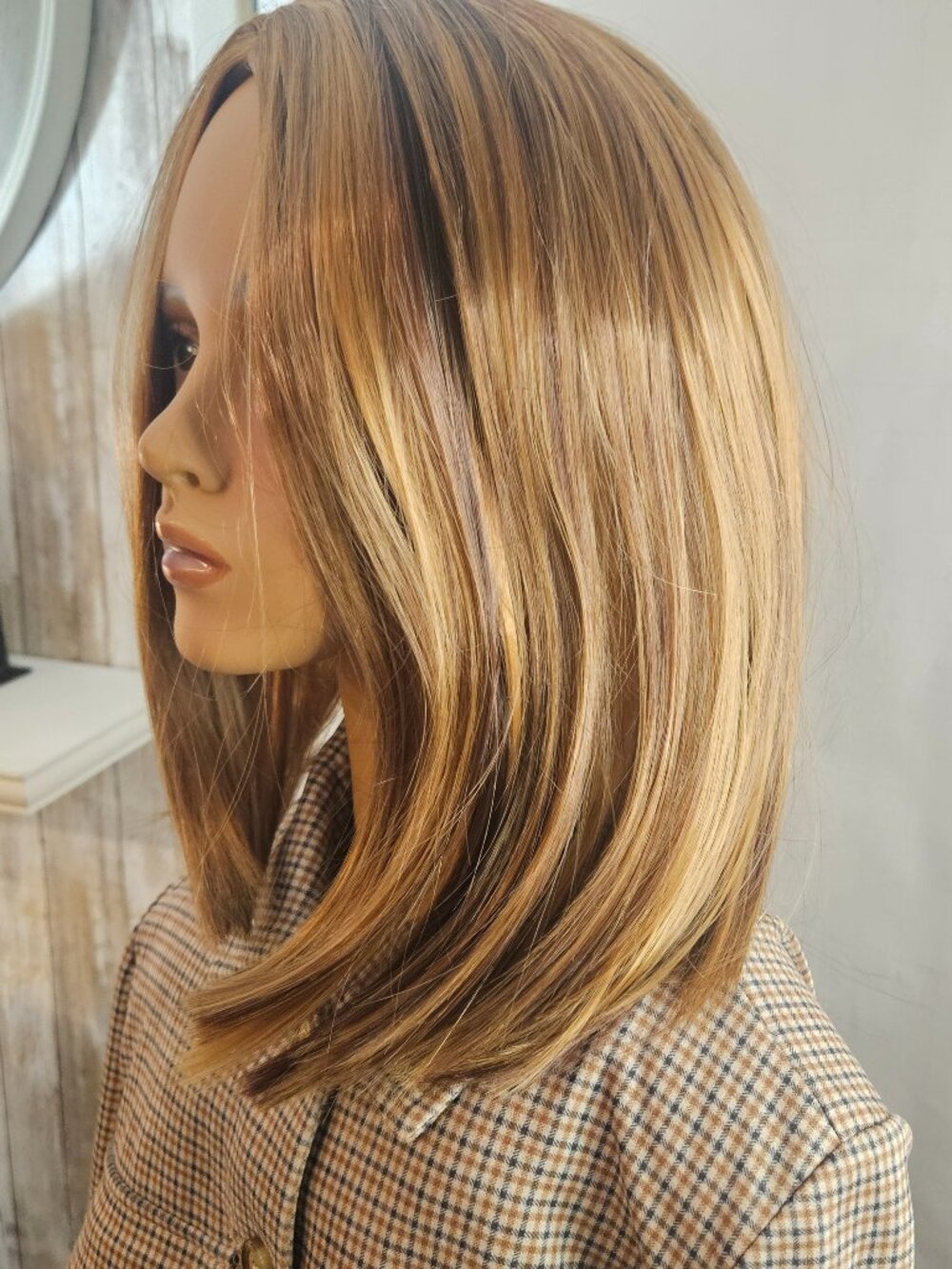 Highlighted  Dimensional 17" Honey Blonde, Shoulder-Length Lace Front Wig